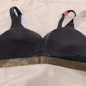 Black bra with gold band